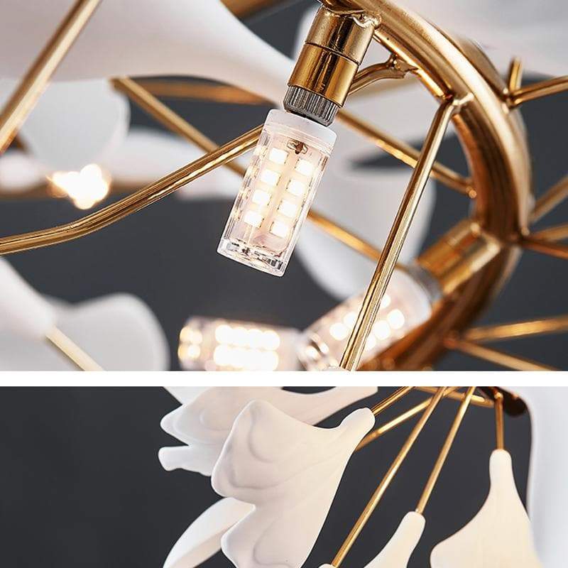 Ceramic Ginkgo Round Copper Chandelier