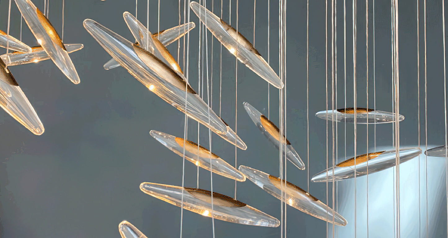 Moonlight Whispers Chandelier,Modern Spiral Glass Customisable Chandelier