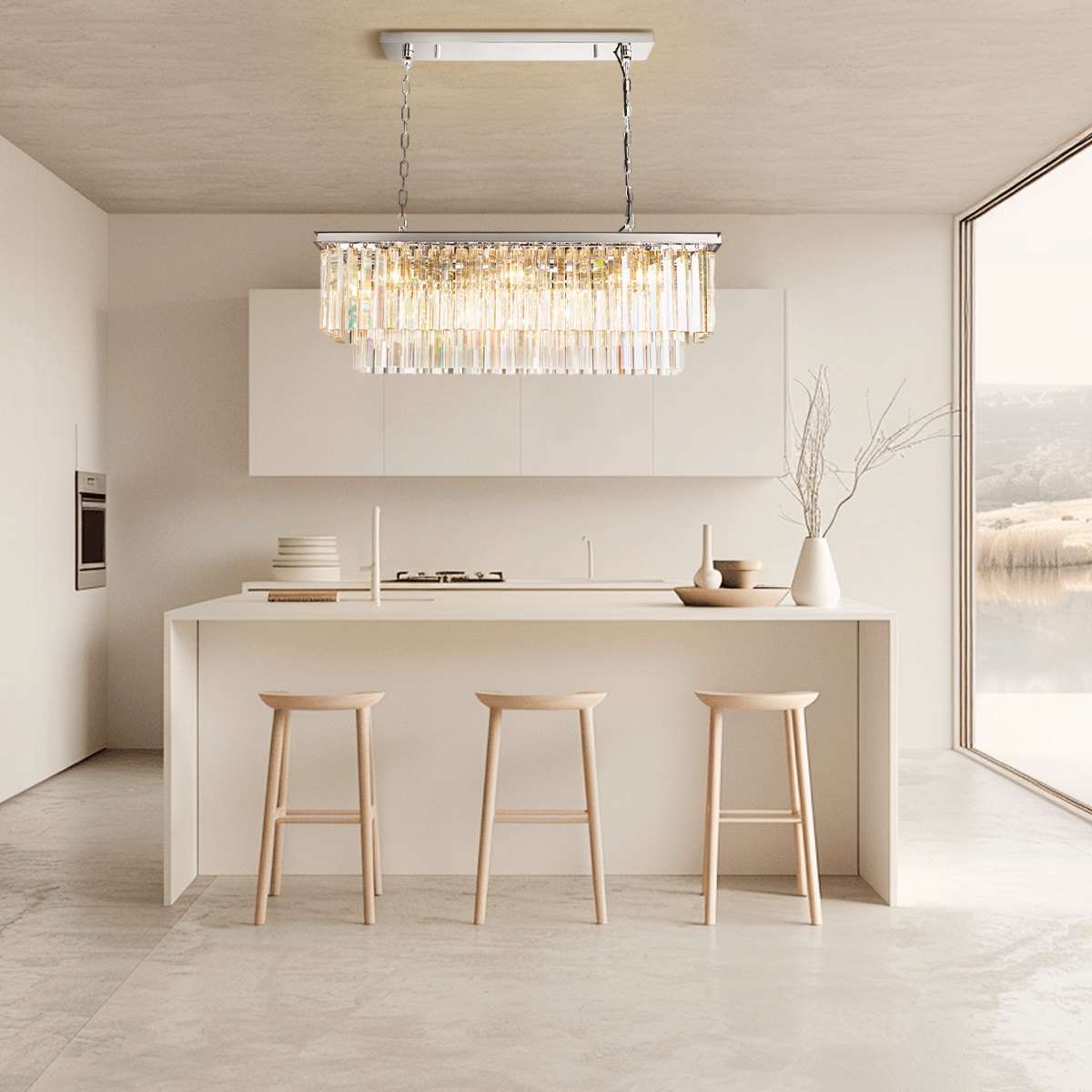 XINYUE 2-Layer Crystal Rectangle Chandelier