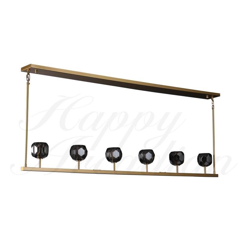 xinyue Bola De Smoke Glass Linear Chandelier 48" for Living room