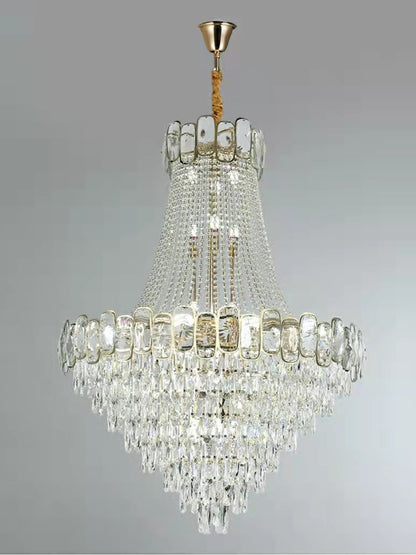 Foyer Staircase Chandelier Luxury K9 Crystal Ceiling Light For Living Room / Hallway