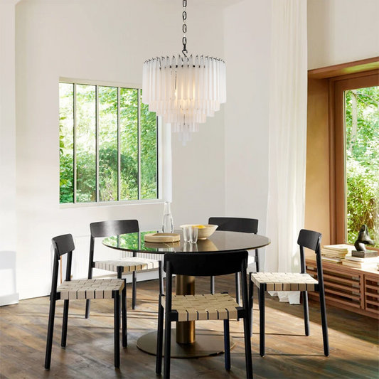 3-Tier Glass  Round Chandelier 24"
