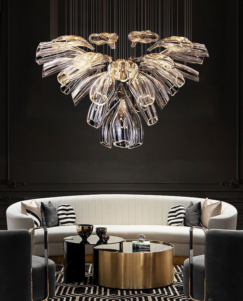 Christian Luxury Glass Lotus Hotel Hallway Stairway Chandelier
