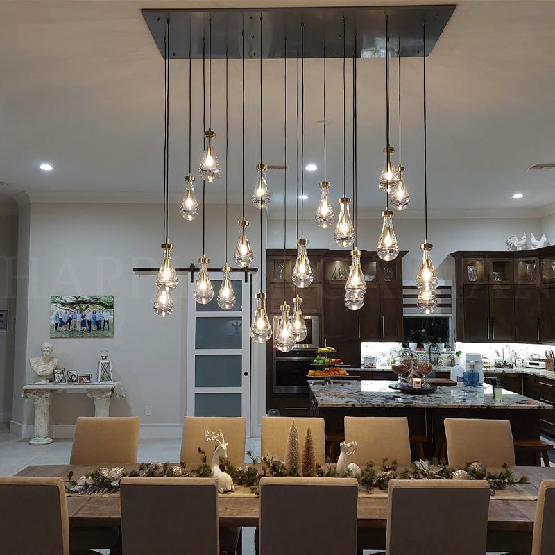 xinyue Raindrop Glass Linear Chandelier 72"