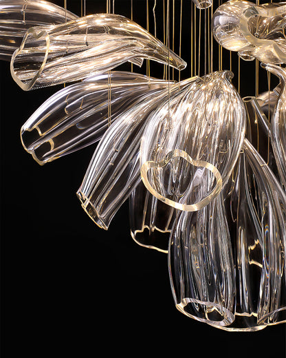 Christian Luxury Glass Lotus Hotel Hallway Stairway Chandelier