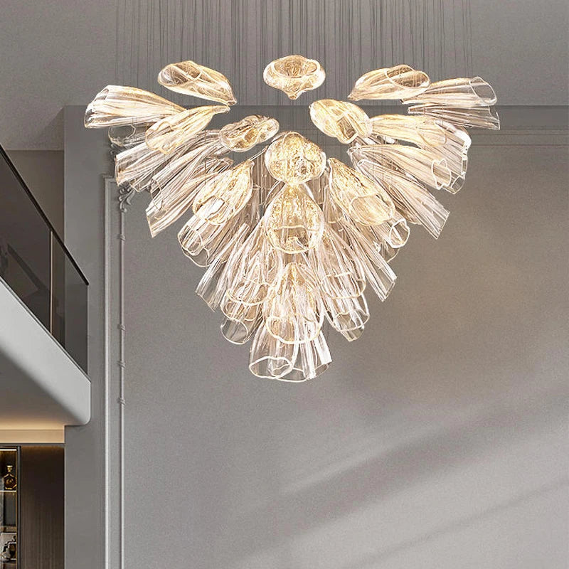Christian Luxury Glass Lotus Hotel Hallway Stairway Chandelier