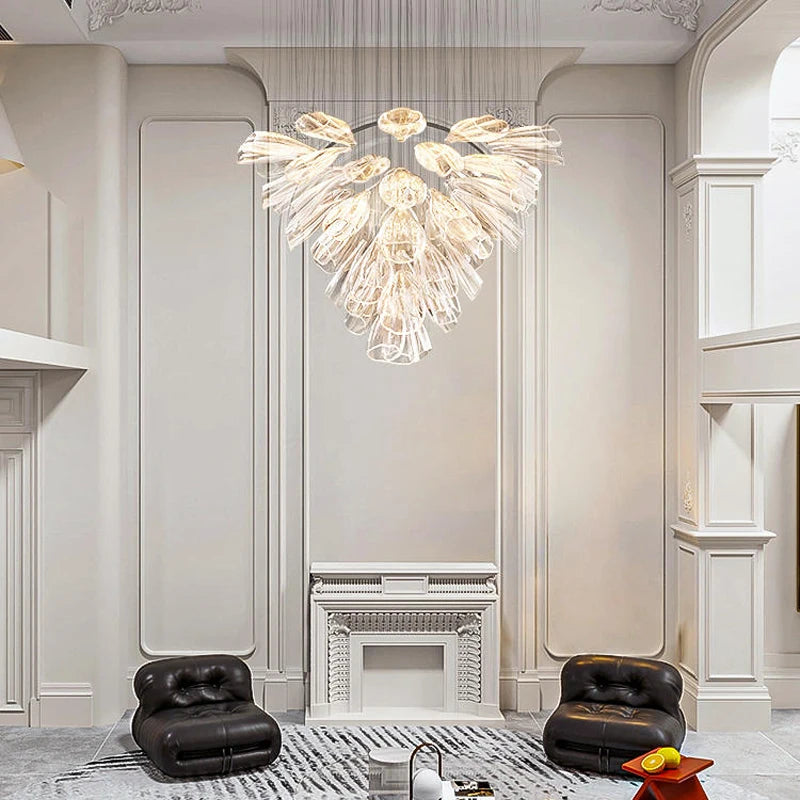Christian Luxury Glass Lotus Hotel Hallway Stairway Chandelier