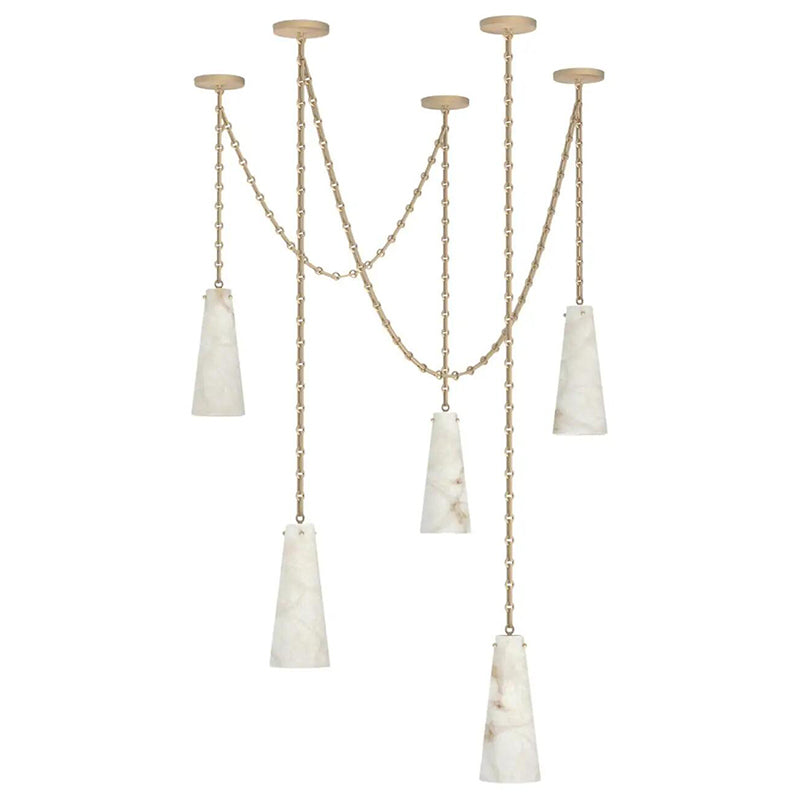 Contemporary Casey Chandelier 5-Light Vintage Alabaster Pendant Cluster