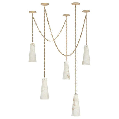 Contemporary Casey Chandelier 5-Light Vintage Alabaster Pendant Cluster