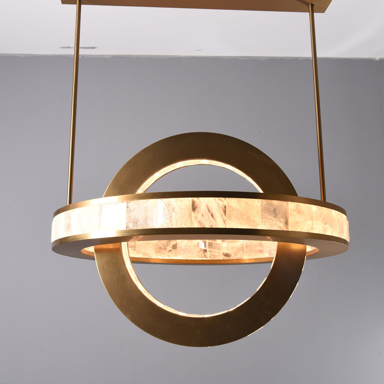 Rosario Luxury Brass Rock Crystal Pendant Chandelier