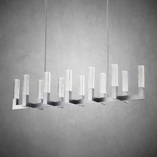 12 Light Rectangular Crystal Dianyi LED Chandelier // Silver