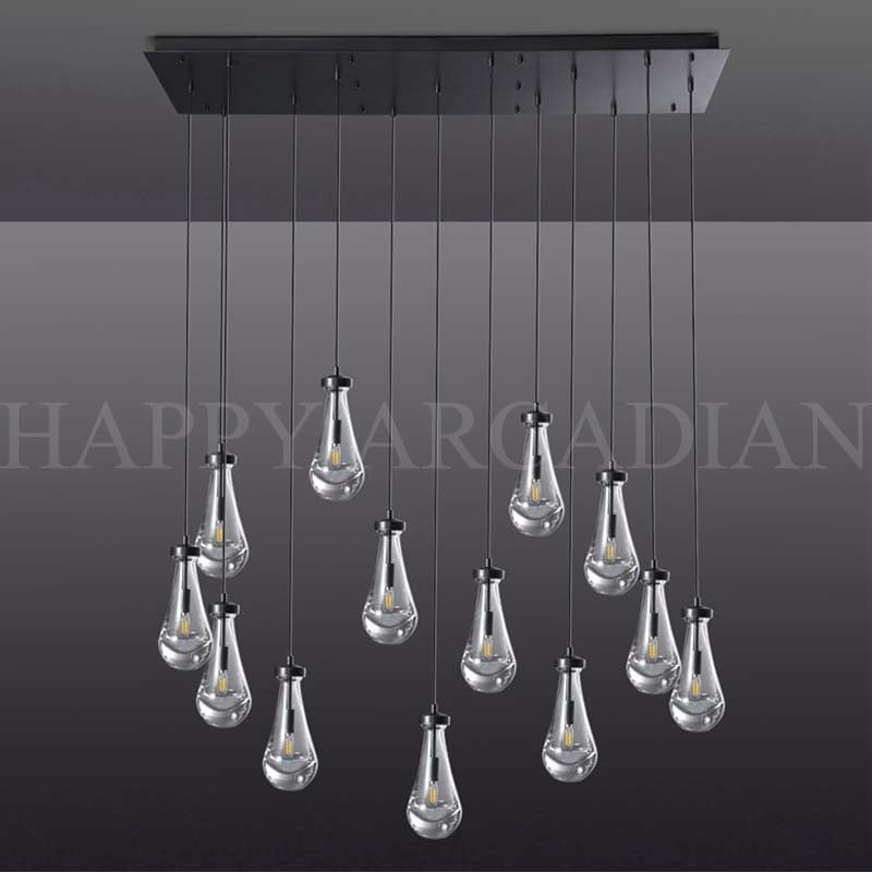 xinyue Raindrop Glass Linear Chandelier 54"