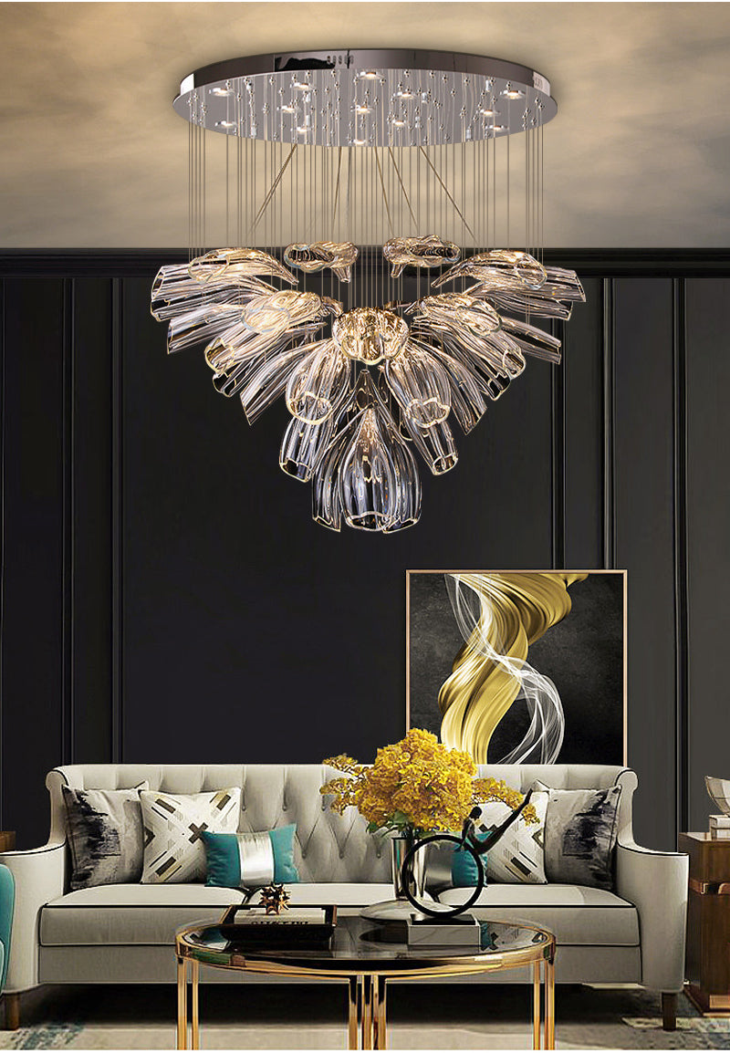 Christian Luxury Glass Lotus Hotel Hallway Stairway Chandelier