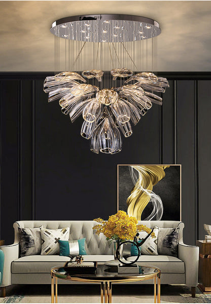 Christian Luxury Glass Lotus Hotel Hallway Stairway Chandelier