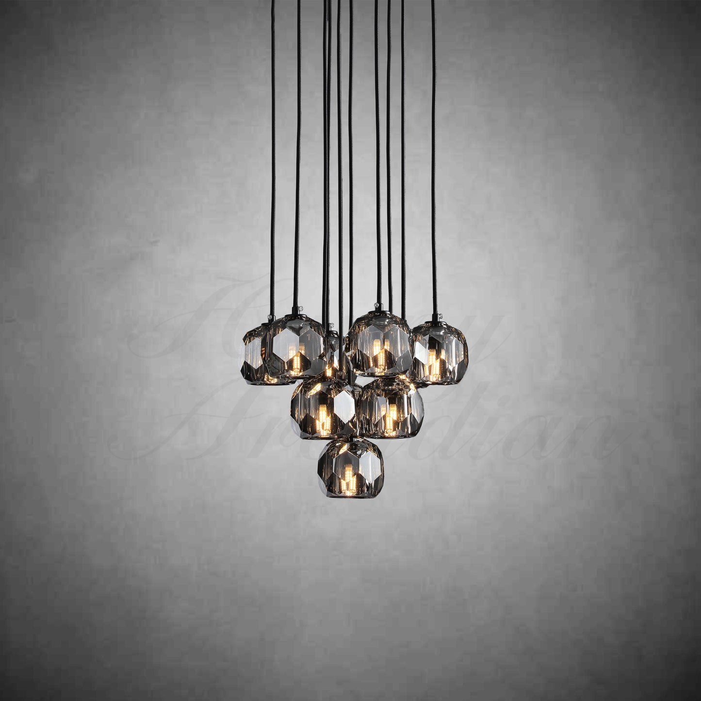 XINYUE Bola De Smoke Crystal Round Cluster Chandelier 14"