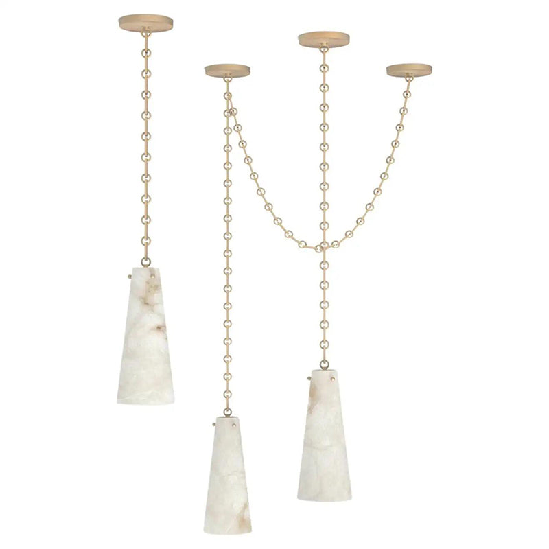 Contemporary Casey Chandelier in Alabaster, 3-Light Vintage Alabaster Pendant Cluster