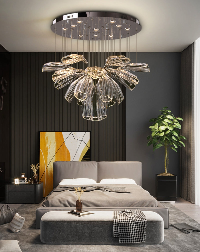 Christian Luxury Glass Lotus Hotel Hallway Stairway Chandelier