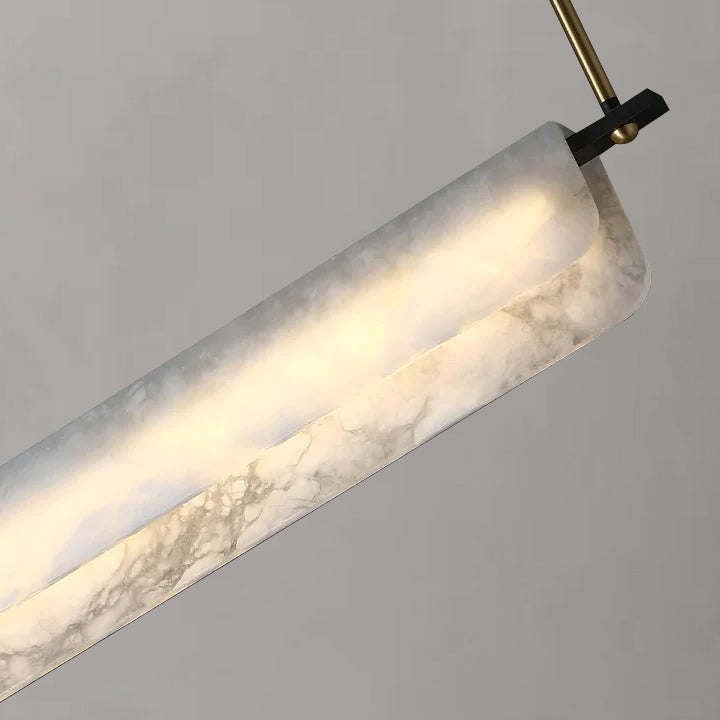 Eliana Alabaster Chandelier, Linear Chandelier Over Dining Room