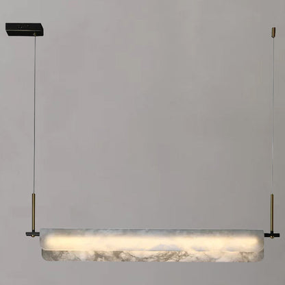Eliana Alabaster Chandelier, Linear Chandelier Over Dining Room