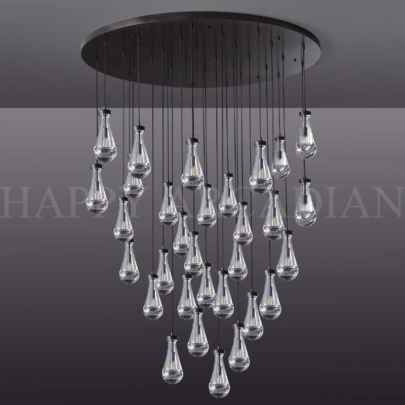 xinyue Lighting Raindrop Round Chandelier 60″, 31-Lights