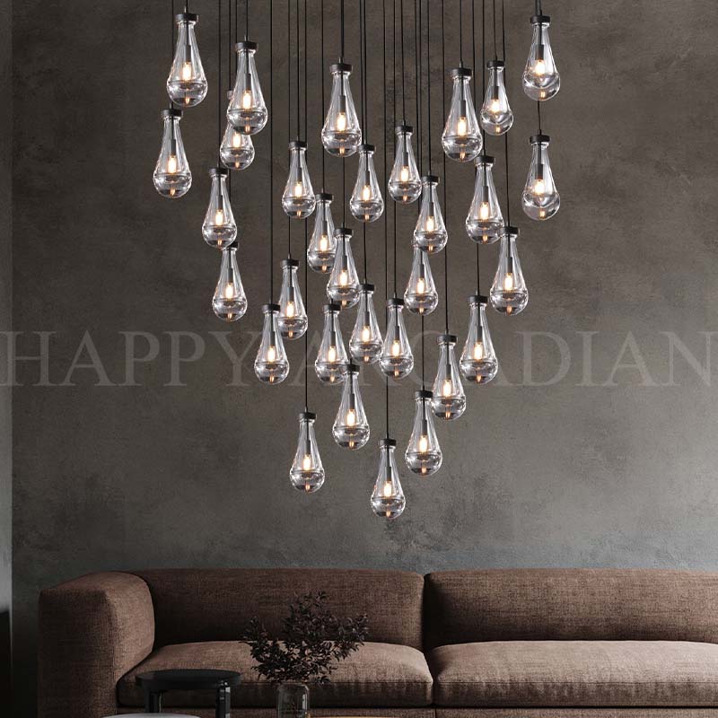 xinyue Raindrop Glass Round Chandelier 60"