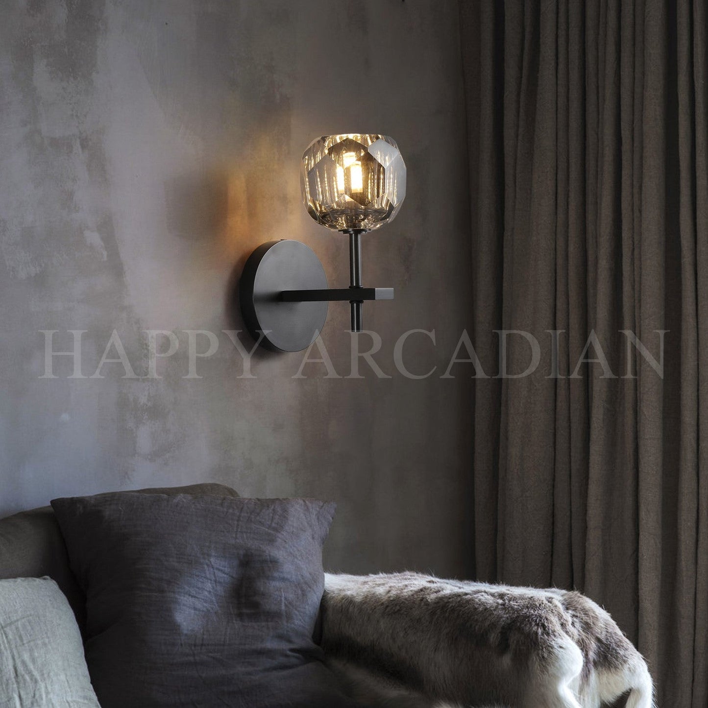 xinyue Lighting Bola De Short Style Smoke Crystal Wall Sconces