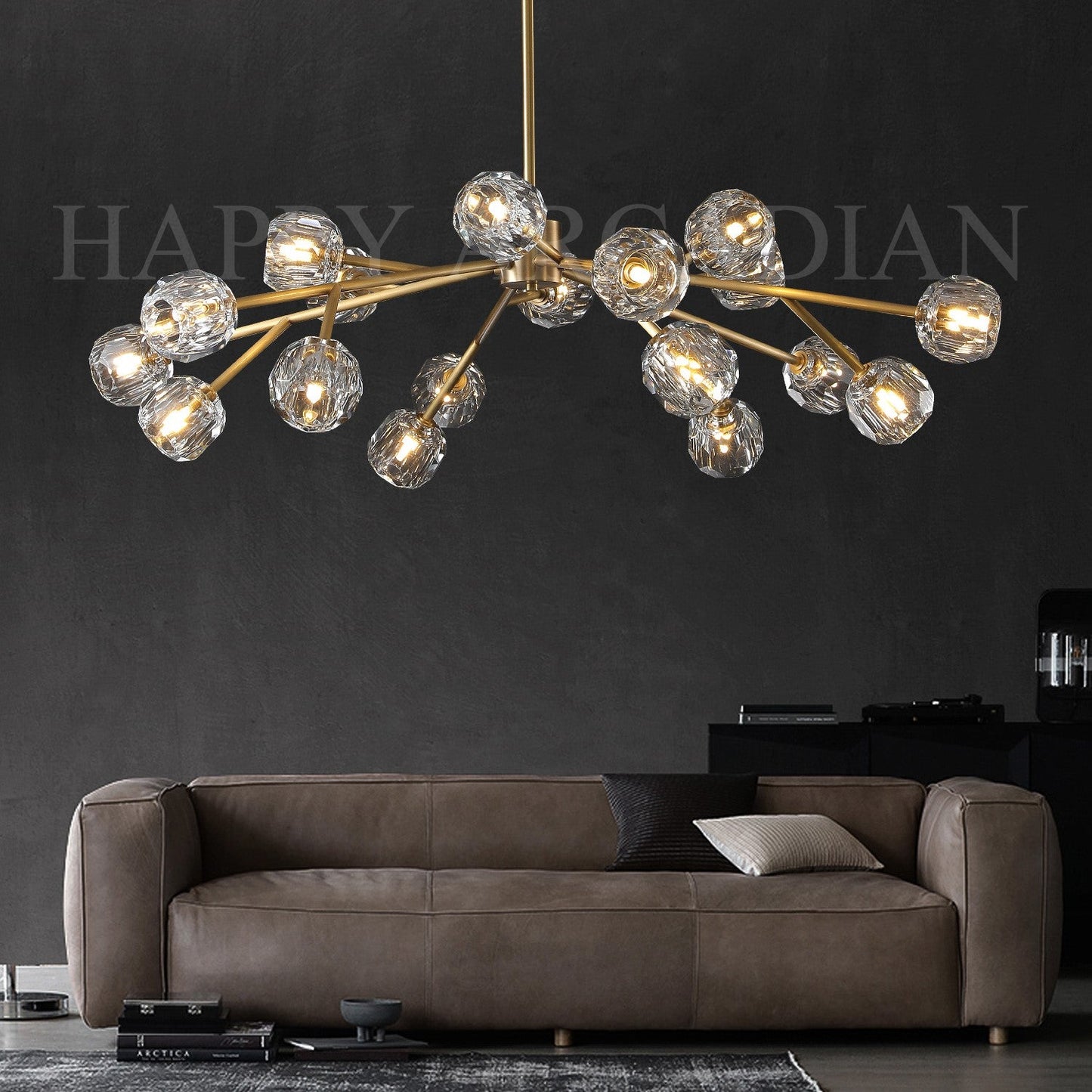 XINYUE Bola De Clear Crystal Round Chandelier 48"