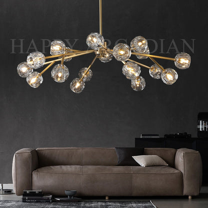 XINYUE Bola De Clear Crystal Round Chandelier 48"