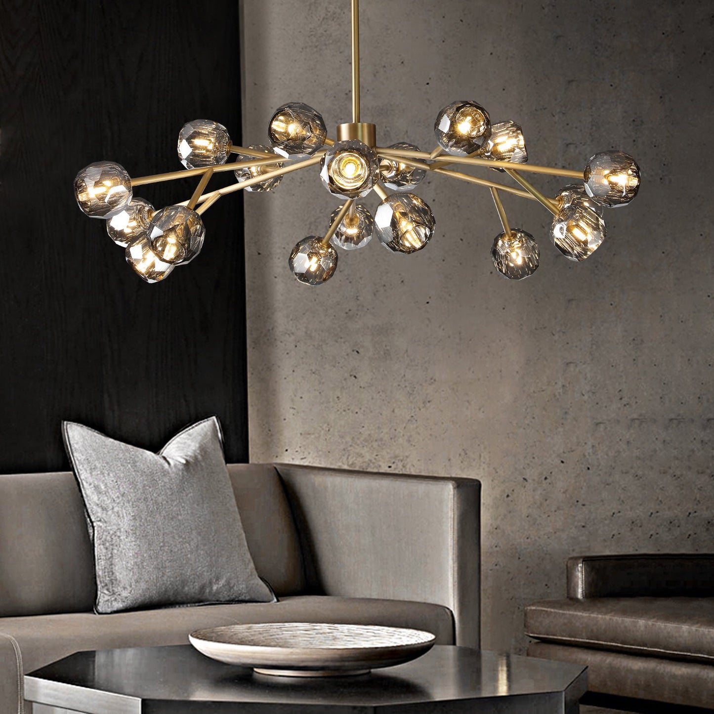 xinyue Lighting  Bola De Smoke Crystal Round Chandelier 48"