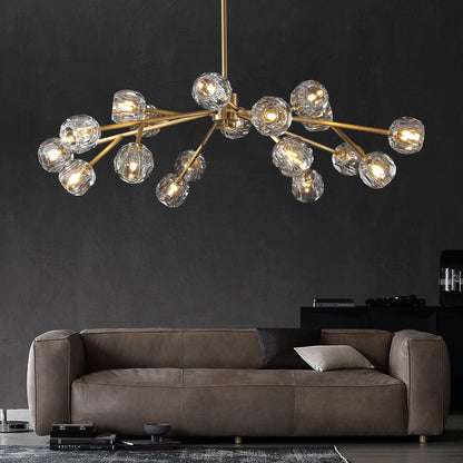 XINYUE Bola De Clear Crystal Round Chandelier 48"