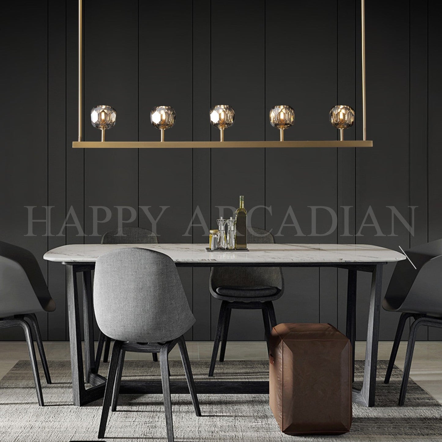 xinyue Bola De Smoke Glass Linear Chandelier 48" for Living room