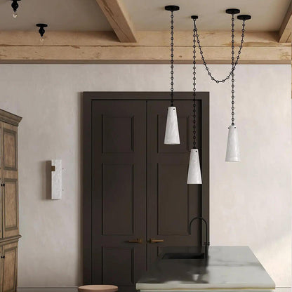 Contemporary Casey Chandelier 5-Light Vintage Alabaster Pendant Cluster