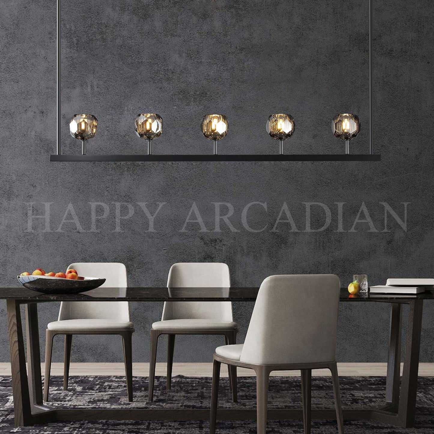 xinyue Bola De Smoke Glass Linear Chandelier 48" for Living room