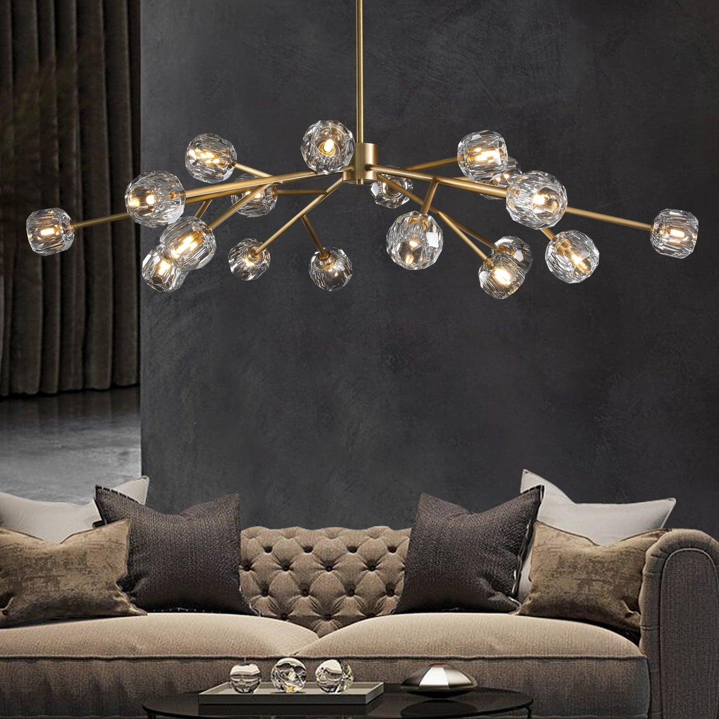 xinyue Lighting Bola De Clear Crystal Round Chandelier 60"