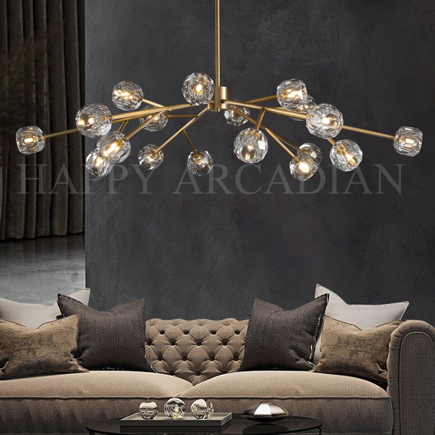 xinyue Lighting Bola De Clear Crystal Round Chandelier 60"