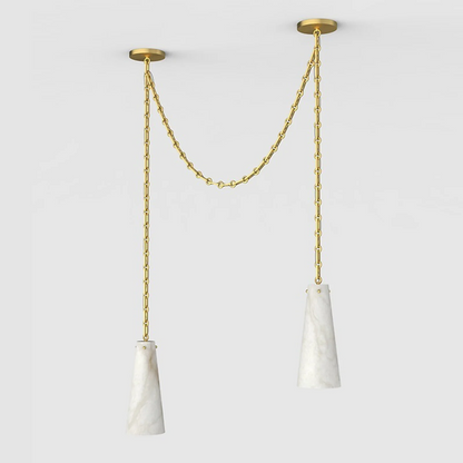 Contemporary Casey Chandelier in Alabaster, 2-Light Vintage Alabaster Pendant Cluster