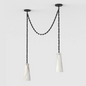 Contemporary Casey Chandelier in Alabaster, 2-Light Vintage Alabaster Pendant Cluster