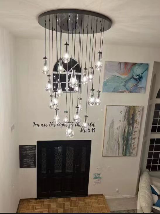 xinyue Raindrop Glass Round Chandelier 60"