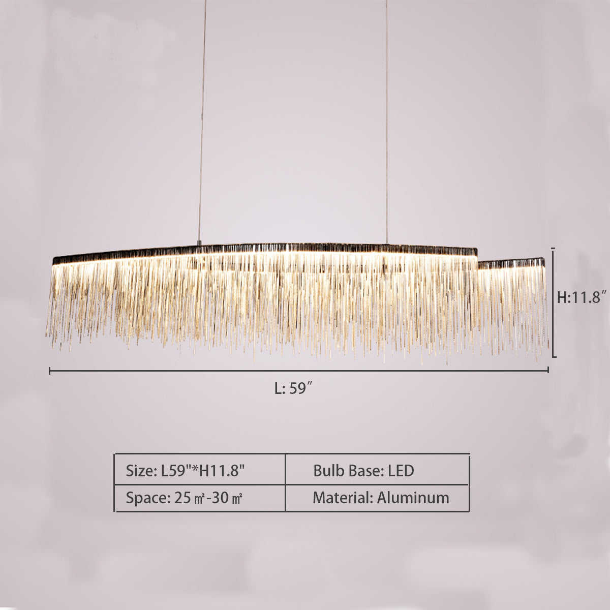 Modern Art Aluminum Tassel Pendant Chandelier for Living/Dining Room/Kitchen Island