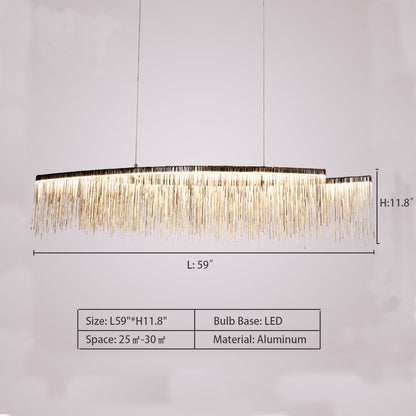Modern Art Aluminum Tassel Pendant Chandelier for Living/Dining Room/Kitchen Island