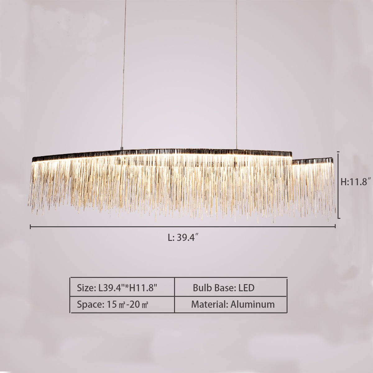 Modern Art Aluminum Tassel Pendant Chandelier for Living/Dining Room/Kitchen Island