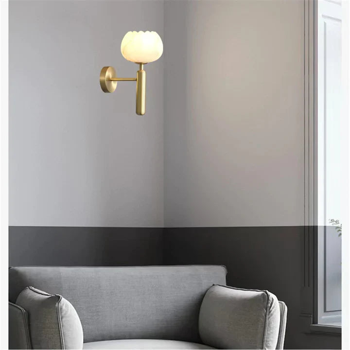 Modern Alabaster Globe Wall Sconce For Bedroom
