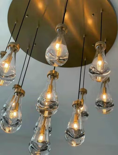 xinyue Lighting  Curstomized Raindrop Glass Round Chandelier 24” 10-lights