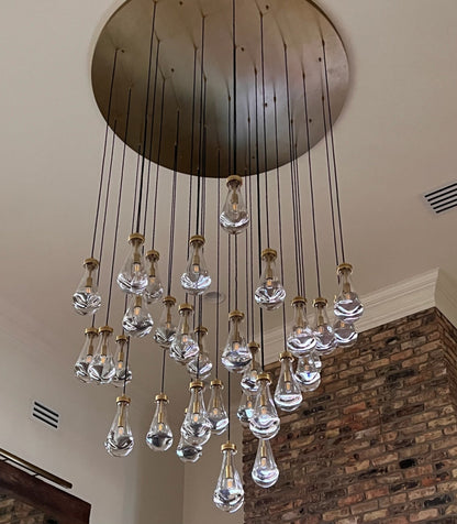 xinyue Raindrop Glass Round Chandelier 60"