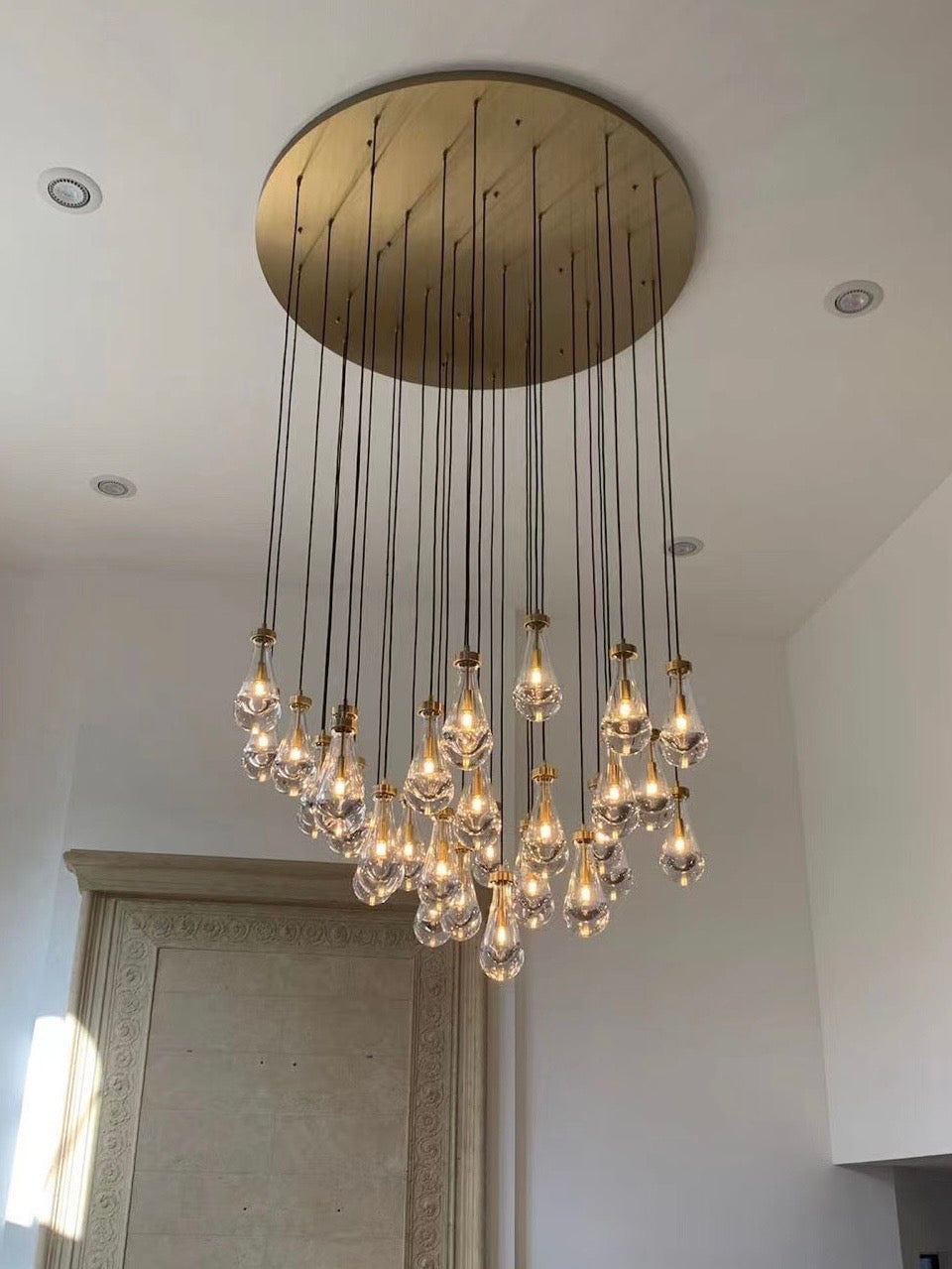 xinyue Raindrop Glass Round Chandelier 60"