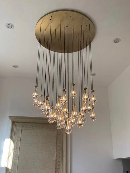 xinyue Raindrop Glass Round Chandelier 60"