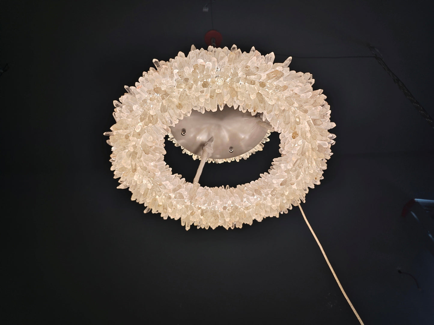 Kandace Round Rock Crystal Pendant Light Modern Chandelier for Living Room