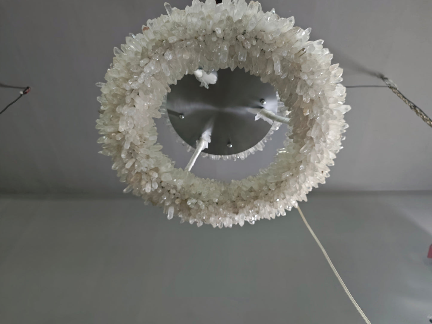 Kandace Round Rock Crystal Pendant Light Modern Chandelier for Living Room