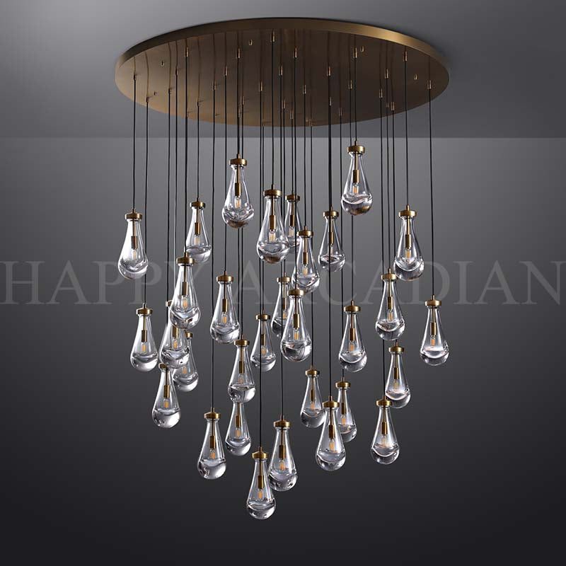 xinyue Raindrop Glass Round Chandelier 60"
