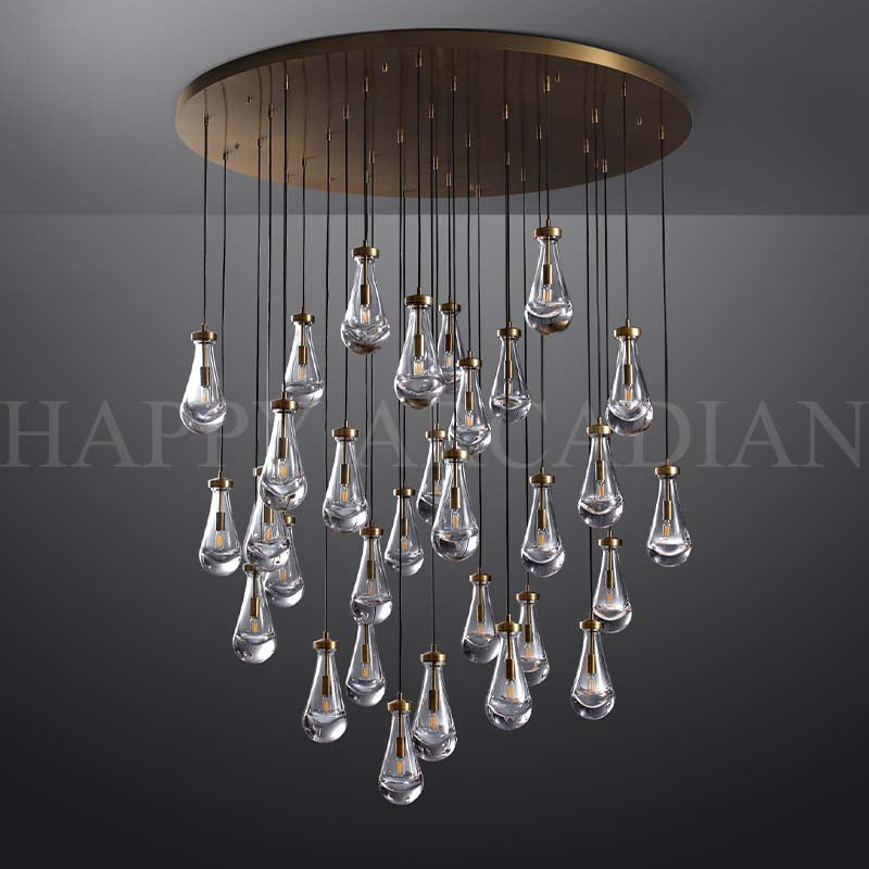 xinyue Raindrop Glass Round Chandelier 60"